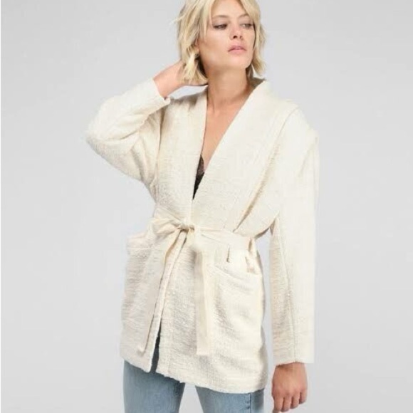 IRO Jackets & Blazers - IRO Paris cream cotton tweed boucle belted Ankyl jacket - size FR 36 (US 6)